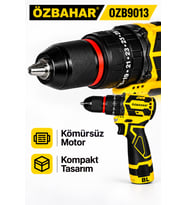 Özbahar OZB9013 16,8V Kömürsüz Akülü Darbeli Matkap – Çift Akülü, 2 Hızlı