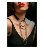 Harness Kolye, Şık Lastik Choker Harness, Halka Detaylı Tasma (Siyah)