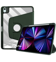 Apple iPad Air 13inç M2/M3 Kılıf Termik Kalem Bölmeli Dönebilen Standlı Case A28 (Koyu Yeşil)