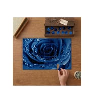 Yakın Çekim Mavi Gül Tasarımı 240 parça Ahşap Puzzle Ahşap Kutuda MP03772
