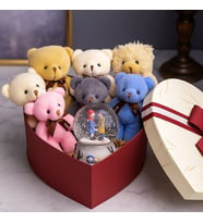 Kalpli Kutuda 7 Mini Peluş Ayıcık Işıklı Kar Küresi Seti Sevgiliye En Tatlı Hediye Seti Peluş Ayıcık (Çok Renkli)