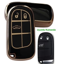 Egea Cross 500 Jeep Dodge Chrysler Uyumlu Smart Kumanda Anahtar Kılıfı Oto Anahtarlık Siyah Gold