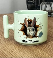 Kişiye Özel 3D Efektli Eşek Sıpası Hediye Pastel T Kupa İsimli İsim Yazılı (Yeşil)