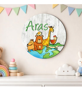 BK Gift Kişiye Özel Çocuk Kapı Süsü ve 30 cm MDF Duvar İsimliği – 3D Kabartmalı Ahşap İsim Tabelası
