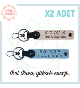 Pudra- Gök Mavi, Özel Tasarım, Sevdiklerinize Hediye 520 741 8 Enerji ve Huzur Kodlu 2'li Anahtarlık