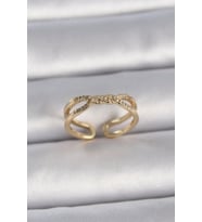 Pirinç Gold Renk Ayarlanabilir Zirkon Taşlı Sarmal Model Kadın Yüzük (Karışık)