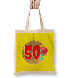 50s Vintage Retro Design  Slogan  Style Art- Tv Kid Movies Bez Çanta Uzun Saplı