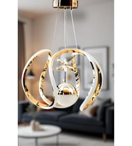Damla Tek Toplu Taçlı Ledli Gold 3 Renk Ledli - Led Avize Aydınlatma