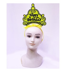 Periboia Happy Birthday Neon Sarı Taç (Karışık)