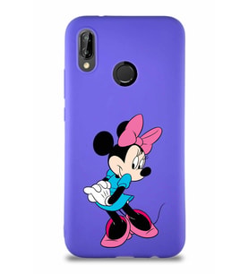 Huawei P20 Lite Soft Premier Kapak Minnie Mouse-F Tasarımlı Silikon Kılıf - Mor (Şeffaf)