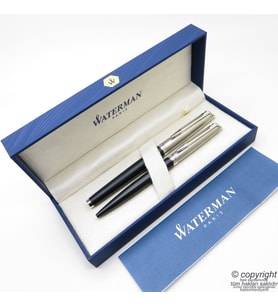Waterman Hemisphere Essential Siyah CT Dolma Kalem + Tükenmez Kalem Set  İsme Özel Kalem  Hediye Kalem