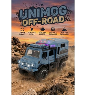 Işıklı ve Sesli Unimog Tarzı Off-Road Karavan Jeep - 18 CM Sürtmeli Safari Kamp Aracı