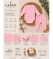 Laren Baby %100 Pamuk Kalp Desenli 2’li Bebek Zıbın Takımı