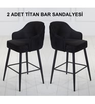 2 ADET TİTAN ADA MUTFAK VE BAR SANDALYESİ - BAR TABURESİ - SİLİNEBİLİR BABYFACE KUMAŞ - METAL AYAK