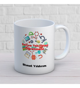 Kişiye Özel Meslek Fen ve Teknoloji Öğretmeni Hediyelik Kupa Bardak