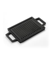 Lava Döküm Dikdörtgen Çift Yön Izgara ve Düz Yüzey Hot Plate Ölçü 22x15cm. (Siyah)