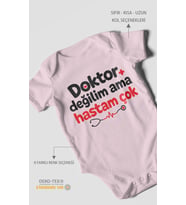 Doktor değilim ama hastam çok! Kısa Kollu Bebek Body %100 Pamuk