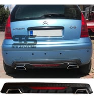 Citroen C3 Difüzör Arka Tampon Eki 2 Egzoz Çıkışlı Siyah Lüx Tip