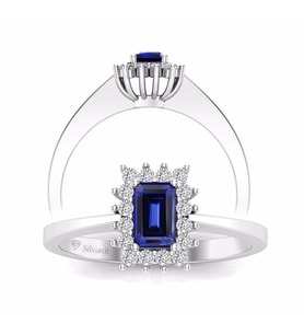 0,65 Karat Pırlantalı Safir Yüzük