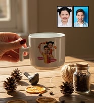 Kişiye Özel Karikatürlü Sarı Kırmızı Taraftar Baba Kız T Kupa Babalar Günü Hediyesi