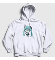 Presmono Unisex Beyaz Hatsune Miku Chibi Anime Kapüşonlu Sweatshirt 538173tt (Beyaz)