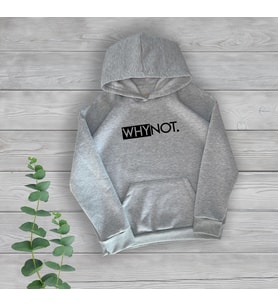 Why Not Göğüs Baskılı Unisex Oversize Gri Sweatshirt