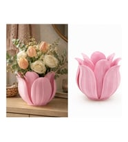 Alvera Lotus Yapraklı Vazo – 3D Baskı Dekoratif Çiçeklik-Pembe