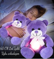 60 Cm Led Işıklı Peluş Ayı (%100 Yerli) (Lila)