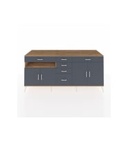 Kronos Konsol 3 Raflı 6 Çekmeceli 4 Kapaklı 220x59x99 Çam-Antrasit/Antrasit