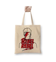 David Bowie Rebel Rebel Beyaz Bez Çanta Uzun Saplı Alışveriş Çantası Plaj Çantası