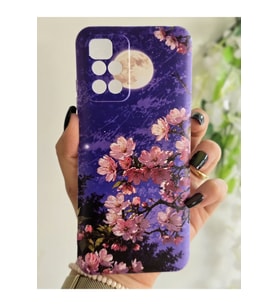 Xiaomi Redmi 10 2022 Uyumlu Sanatsal Manzaralı Pembe Çiçekler Desenli Şeffaf Telefon Kılıfı