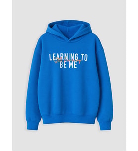 LC WAIKIKI Mavi Kapüşonlu Baskılı Erkek Çocuk Sweatshirt