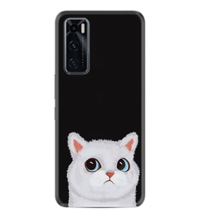 Vivo Y70 Kılıf Resimli Desenli Silikon Platinium Series White Cat 1835