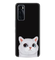 Vivo Y70 Kılıf Resimli Desenli Silikon Platinium Series White Cat 1835