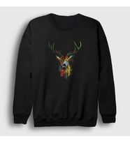 Presmono Unisex Siyah Colors Deer Geyik Sweatshirt 370758tt