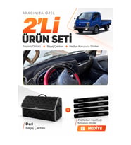 e-biz HYUNDAİ POR-TER (2004-2019) Uyumlu Torpido Örtüsü + Deri Bagaj Çantası Seti - Siyah-Gri - HU025