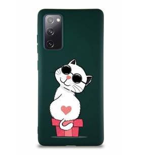 Samsung Galaxy S20 FE Soft Premier Kapak Coolcat Tasarımlı Silikon Kılıf - Yeşil (Şeffaf)