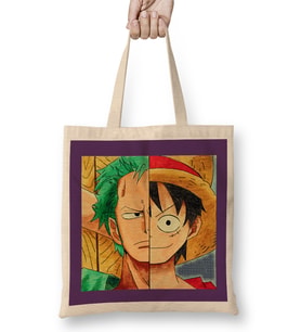 One Piece Luffy and Zoro's Faces 01 Bez Çanta Uzun Saplı