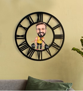 Kişiye Özel Halterci Fitness Karikatür 3D Ahşap Mdf Duvar Saati 57