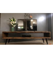 AHŞAP METAL AYAKLI RUSTİK TV YAŞAM ÜNİTESİ.