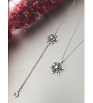Kamelya Çiçeği Kolye ve Bileklik Kadın Gümüş Set