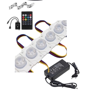 20 Adet 12 Volt 1.5 Watt Tek Lensli Rgb 3030 Led Modül Sese ve Müziğe Duyarlı Kumanda 5A Plastik Ada