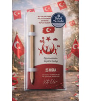 23 Nisan Hediye Beyaz Kalem Kartı 5 Adet  Natürel Kurşun Kalemli  Sabit Yazılı  Jelatinli