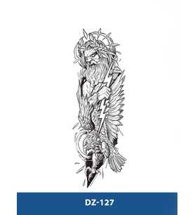 DZ-127 ZEUS VE KARTAL DESEN GEÇİCİ KOL DÖVMESİ-TATTO
