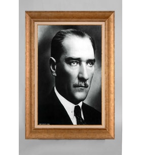 Çerçeveli Paspartulu Atatürk Tablo a250 (Gold)