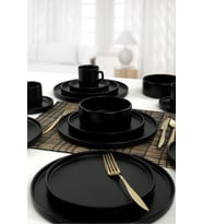 Mat Siyah Stackable Yemek/Kahvaltı Takımı 20 Parça 4 Kişilik