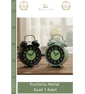#Saat Nostaljik Retro Tasarım İkiz Çan Yüksek Sesli Alarmlı 11 cm Gece Işıklı Fosforlu Metal Çalar S