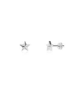 Minik Sade Yıldız Beyaz Gümüş Küpe