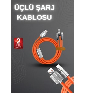 120w Hızlı Şarj Kablosu Turuncu Yüksek Güç Kapasitesi Çoklu Şarj Girişi