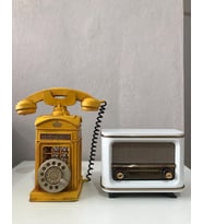 BLUETOOTH, USB, FM RADYO ÖZELLİKLİ NOSTALJİK RADYO + METAL TELEFON KULÜBESİ